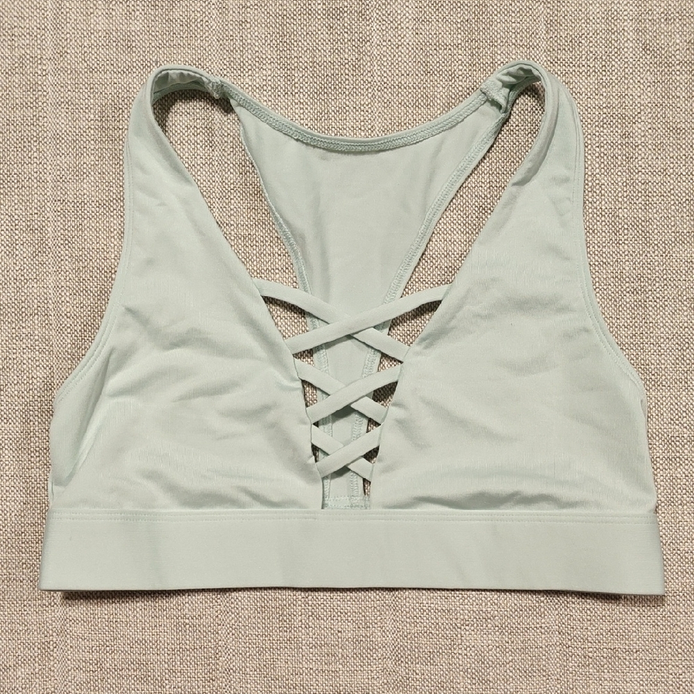 PINK Victoria's Secret Light Green Crisscross Sports Bra